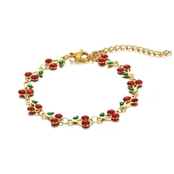 Stylish Cherry Pendant Bracelet For Women Exquisite Stainless Steel Bracelet Wedding Jewelry Men Party Gift