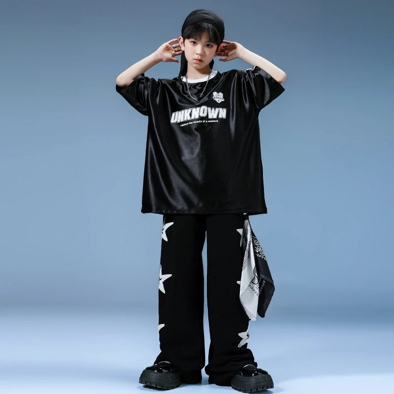 Jungen Hip Hop Übergrößen T-Shirt Cargo Baggy Pants Mädchen Street Dance Kleidung setzt Kinder Jazz Kostüme Kinder Ballsaal Streetwear