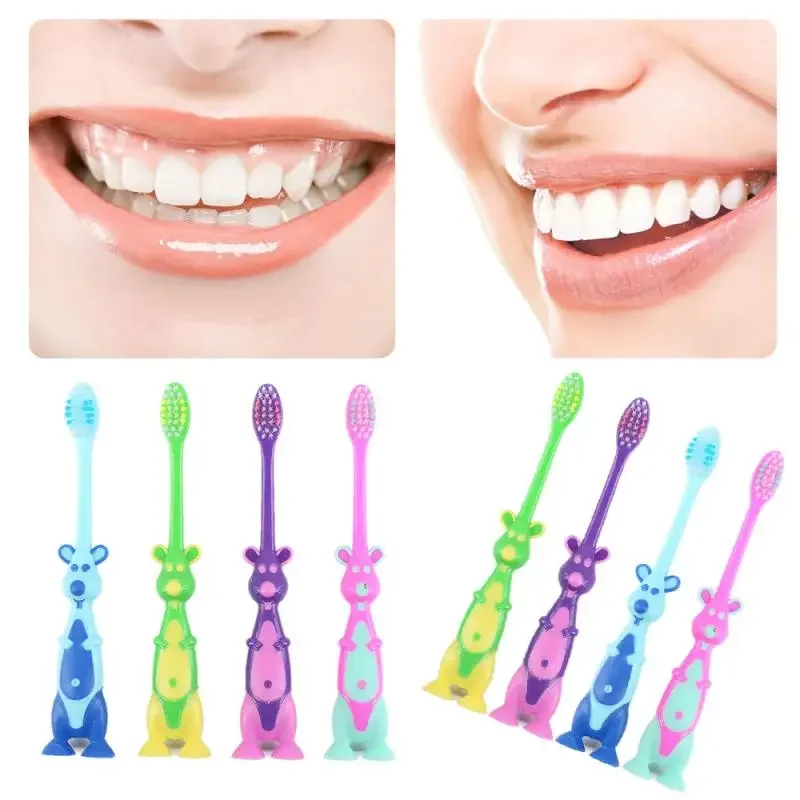 Kids Cartoon Toothbrush Soft Bristles And Anti Slide Handle Stand-up Bottom Safe And Fun Teeth Cleaning Oral Care