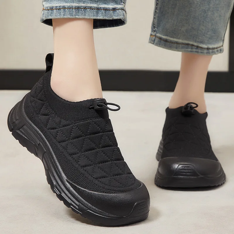 

Spring new women's shoes, one foot mom shoes, polyurethane soft soled comfortable women's shoes, cute round toe sneakers women