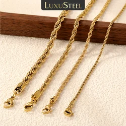 LUXUSTEEL 1pcs 2/3/4/5mm Twist Choker Necklace Stainless Steel Rope Silvery Tone Golden Chain for Women And Men Jewelry Gifts
