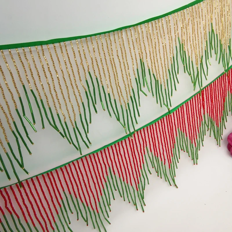 45cm Encrypted Manual Nail Bead Tassel Lace Multicolor Pendant Beaded Trim Fringe DIY Stage Clothing Home Curtain Decorative