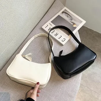 レトロソフト Pu レザー女性ショルダー脇の下バッグカジュアル無地小さなトップハンドルハンドバッグレディースファッションショルダーバッグ