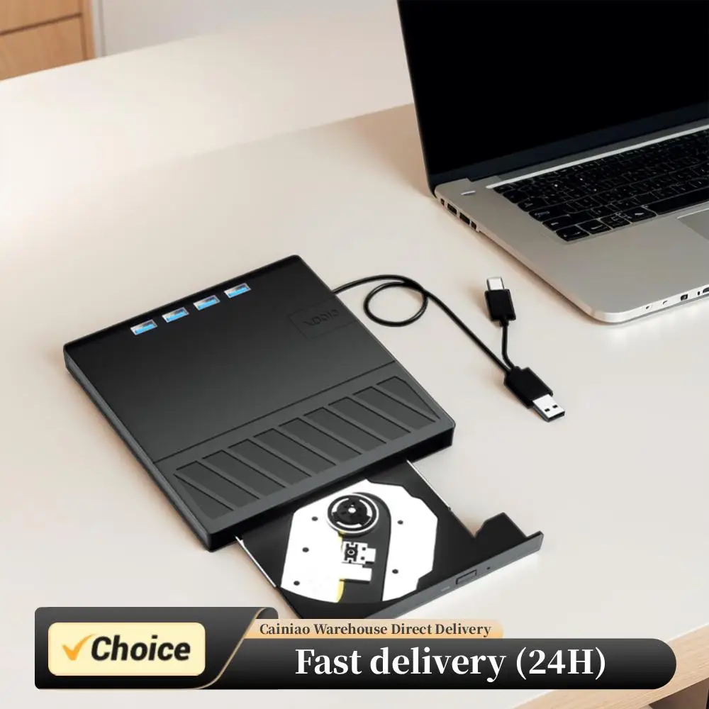 

Многофункциональный внешний оптический привод 7-в-1 USB 3.0 Type-C с поддержкой CD/DVD-RW и портами SD/TF, портативный CD/DVD-плеер для ноутбуков и ПК