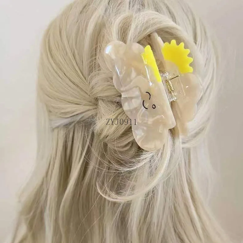 *تصميم إبداعي جديد لطيف سحابة قوس قزح قطرة المطر مشبك شعر مخلب موضة ابتسامة حمض الخليك القرش كليب إكسسوارات الشعر بالجملة