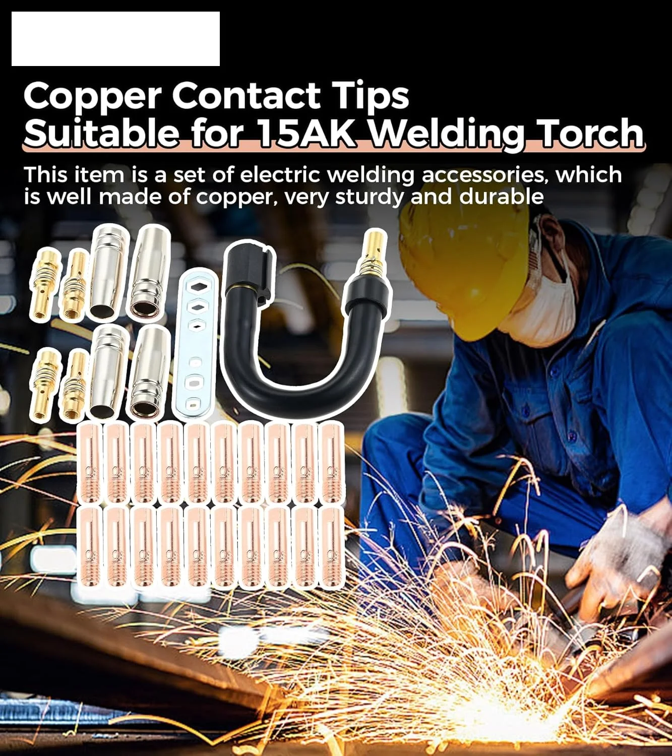 30PCS 360 Flexible Mig Welding Neck & 0.035"/0.9mm Contact Tips & Nozzle Holder Diffuser & Conical Gas Nozzle Shield Cups