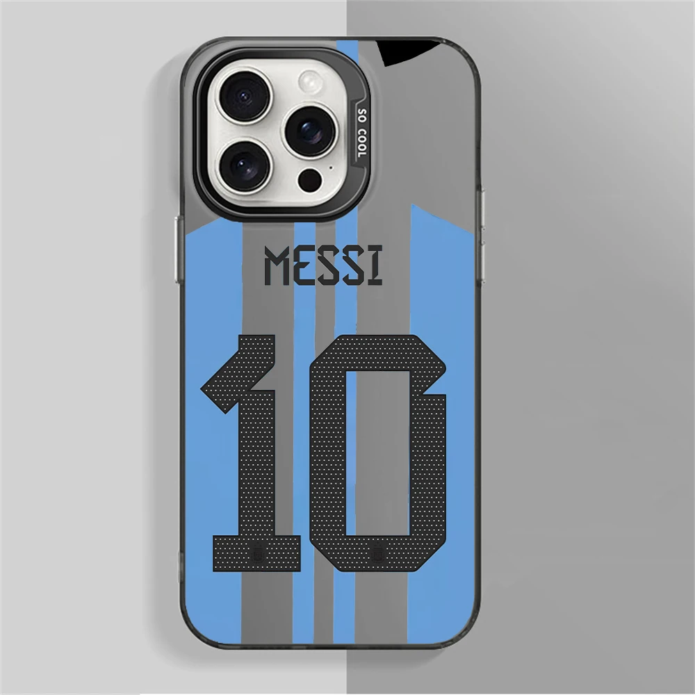 Football Superstar Messi Jersey Phone Case for iPhone 15 14 16 Plus 11 12 13 Pro Max XR Anti-Scratch Dual Layer Plastic Cover