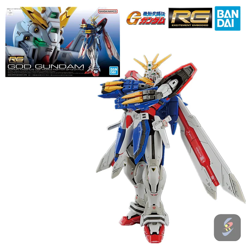 Original Bandai Anime Gundam Gashapon RG 1/144 37 GOD G Action Figure Cute Capsule Toys for Kids Boys Gift Assembly Model