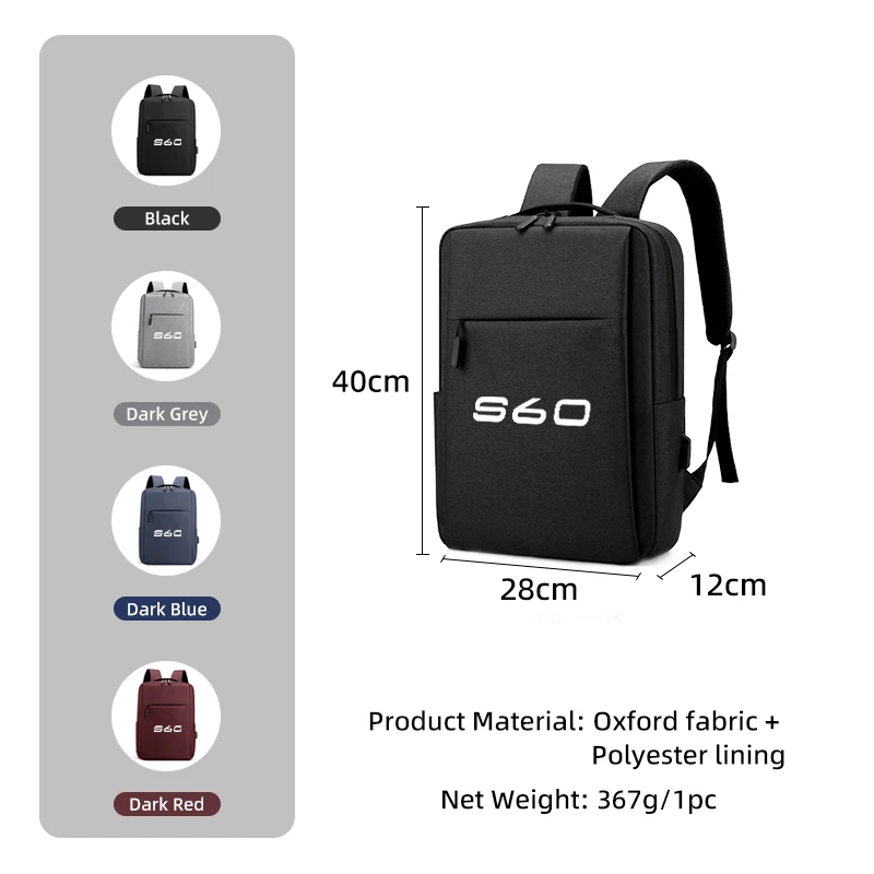 USB قابلة للشحن حقيبة مدرسية مقاوم للماء محمول على ظهره لفولفو S60 XC60 XC90 V40 V50 V60 XC40 V70 V90 S90 S80 C30 S40