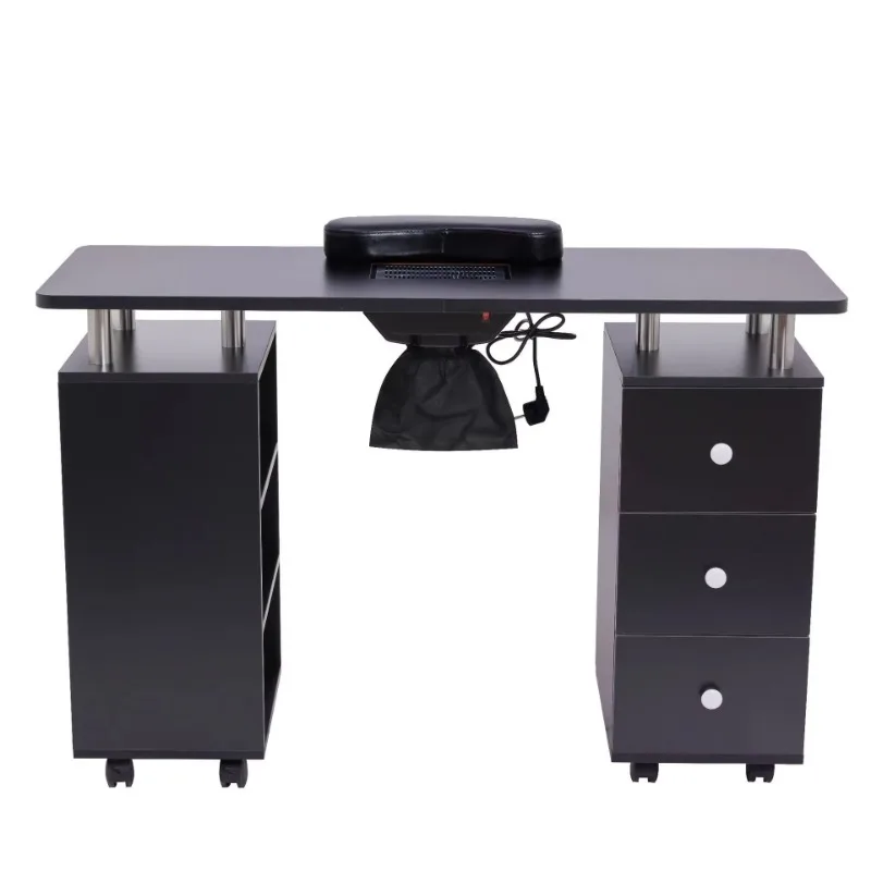 Modern Deluxe Nail Table with Dust Collector Double Wooden Nail Table