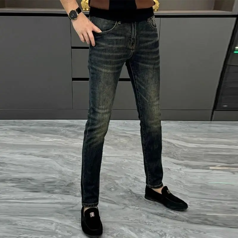 

High-end Clothing Men's Jeans Spring New Fashion High-end Pants Slim Thin Washed Leggings Luxury Man Clothing Brand Workwear