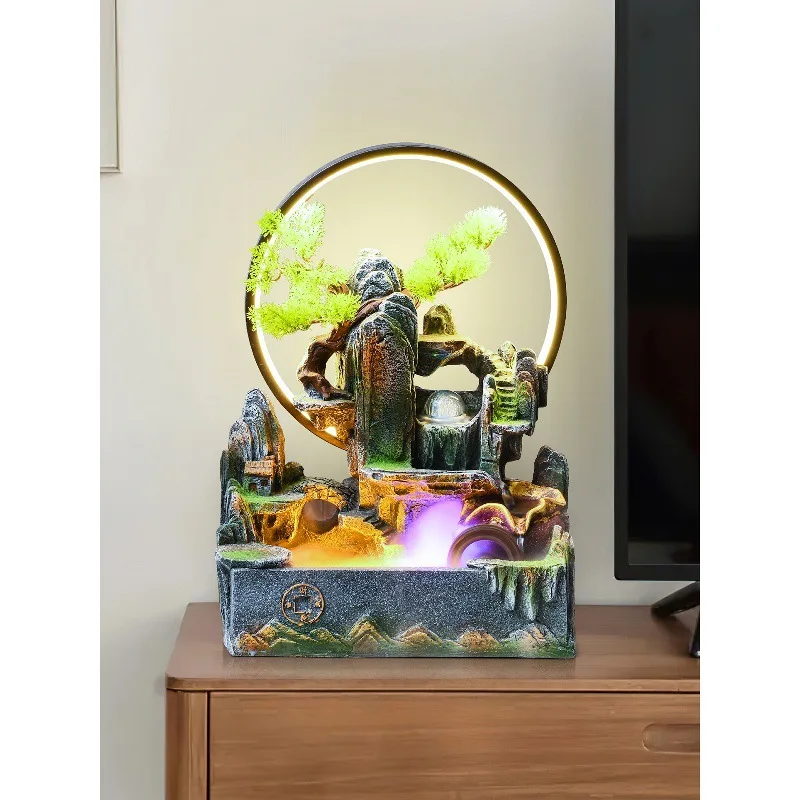 rockery, flowing water makes money, fountain feng shui wheel, living room desktop humidifier, circulating water ornament