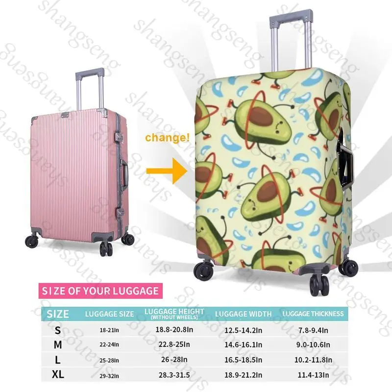 حقيبة واقية للسفر من فاكهة الأفوكادو الكرتونية، غطاء حقيبة، حماية مرنة، غطاء أمتعة قابل للغسل، 18-32 بوصة #5