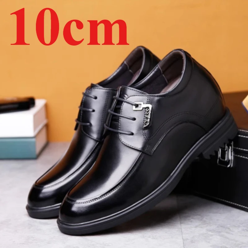 Height Increasing Derby Shoes for Men's Dress Shoes 10cm Increase Casual Comfortable Breathable Invisible Wedding Elevator Shoes