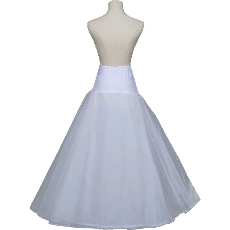 

A-line White Hoopless Petticoat Crinoline Tulle Long Underskirt Slips Wedding Accessories