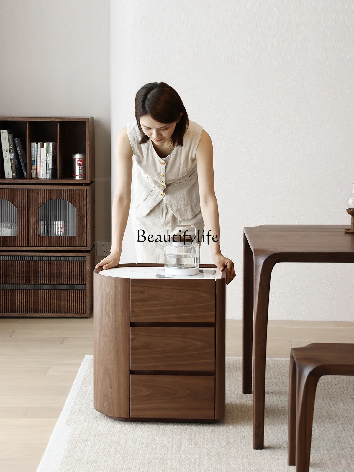 

FG26 * Северный американский шифер из черного ореха, новый китайский кипящий столик из цельного дерева, мобильный чайный столик