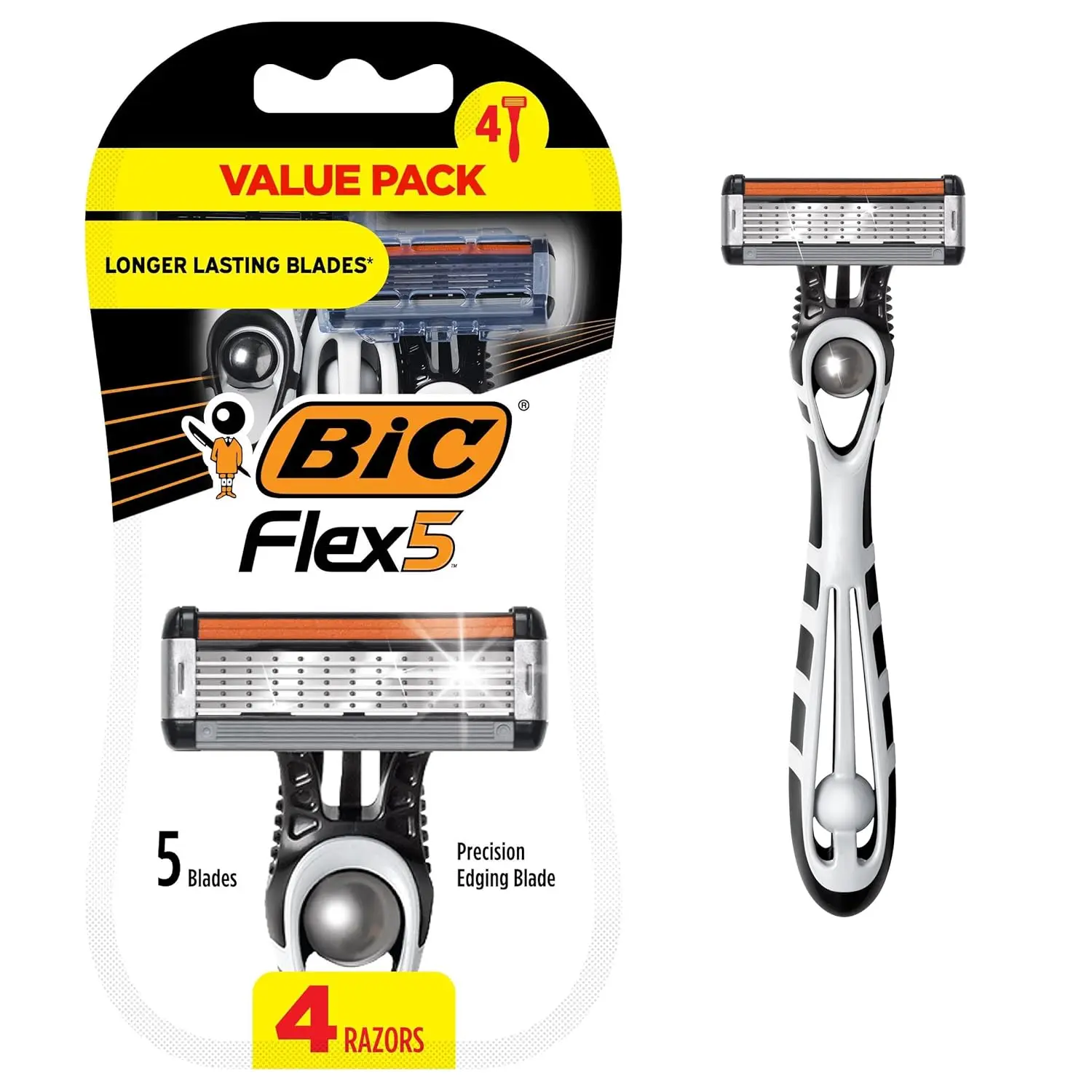 Men's Disposable Razors with 5-Blade Head for Close Shave and Precision Edging