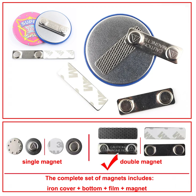 Imagem -02 - Double Magnet Tinplate Magnetic Badge Suprimentos em Branco Não Machuca a Roupa Magnetismo Forte Reunião de Negócios 58 mm 75 mm