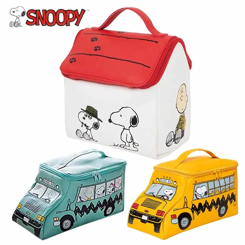 Snoopy Cosmetic Bag Anime Cute Cartoon House Car Shape Storage Bag Handbag Wash Bag Children\'s Women Christmas Gifts Toys Girls