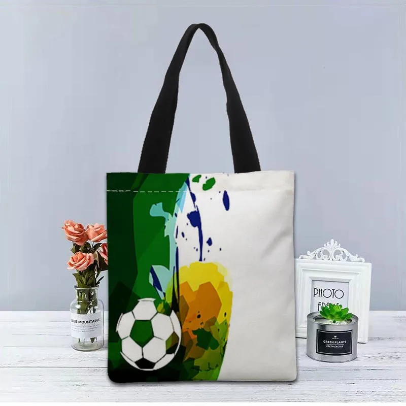

Sports Football Handbag Shopping Bag Reusable Eco Large Unisex Canvas Fabric Shoulder Bags Tote Grocery Cloth Pouch 0524
