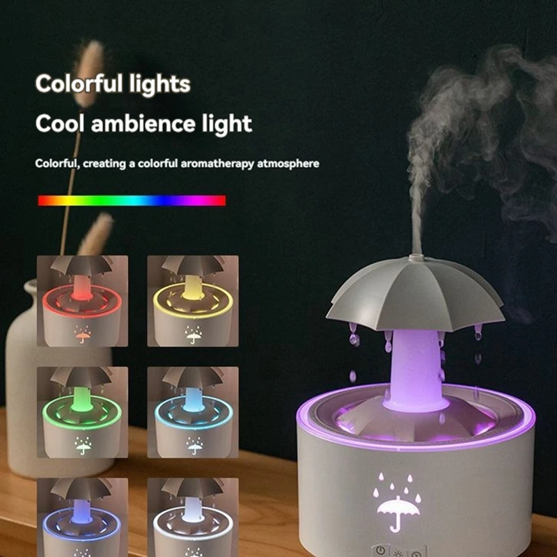 HOT-Raindrop Humidifier For Bedroom Large Room Air Humidifiers & Aromatherapy Diffuser Quiet Humidifier With Light