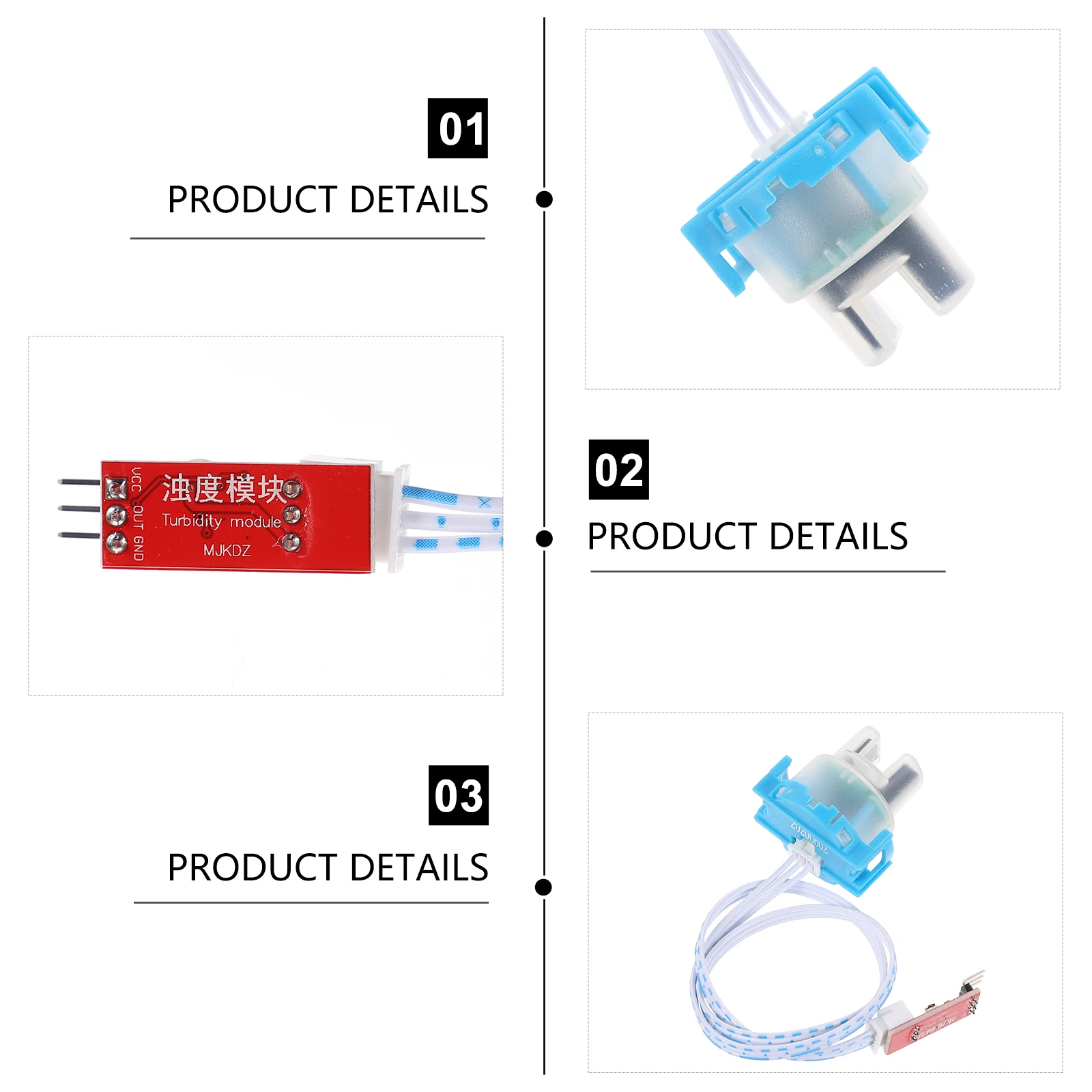 

3 .3-5V Turbidity Sensor 3.3-5V Module Plastic Water Quality Monitoring Sewage Detection Blue