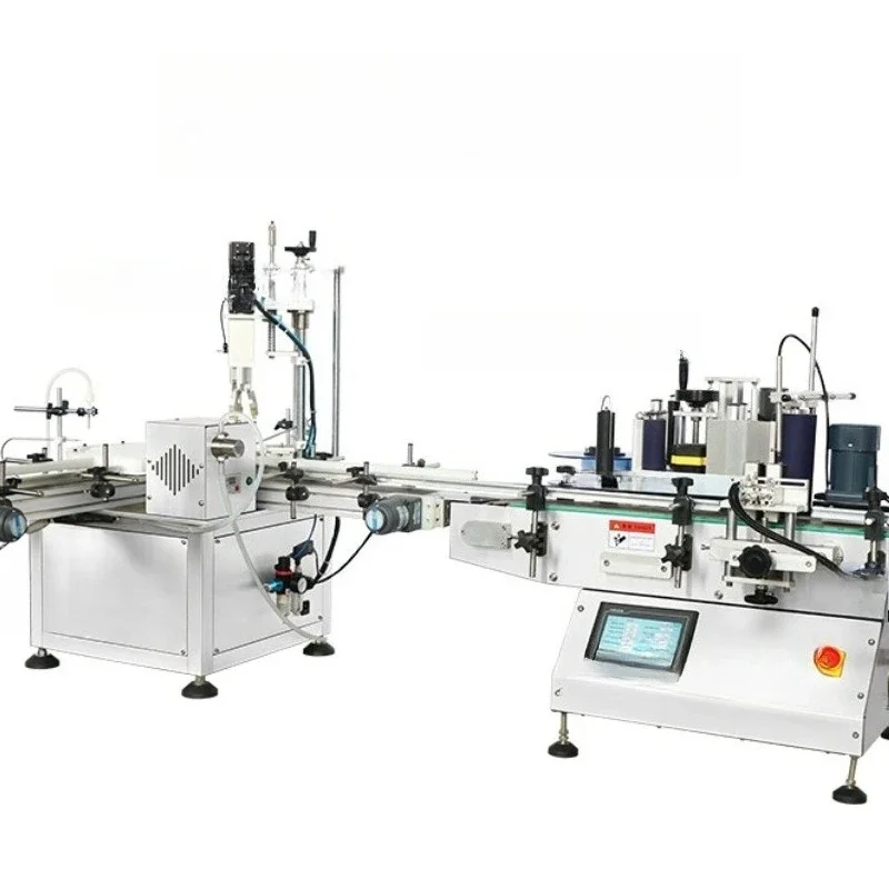 Small bottle can screw cap labeling machine, desktop filling and packaging