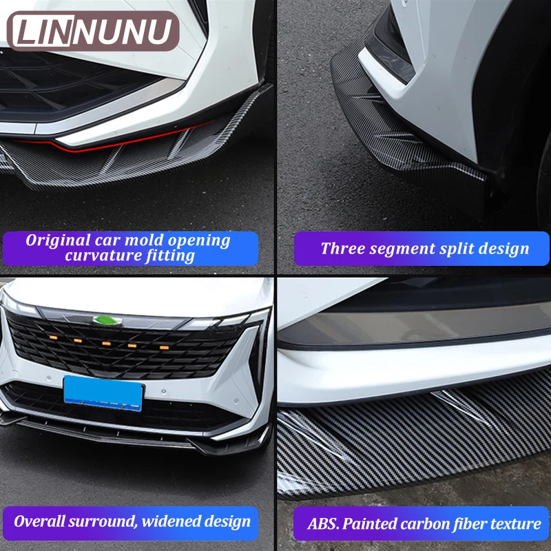 LINNUNU 3Pcs For Geely Atlas II Starray Boyue L Front Bumper Spoiler Blade Three segment Style Decor Cover Trims Car Accessories