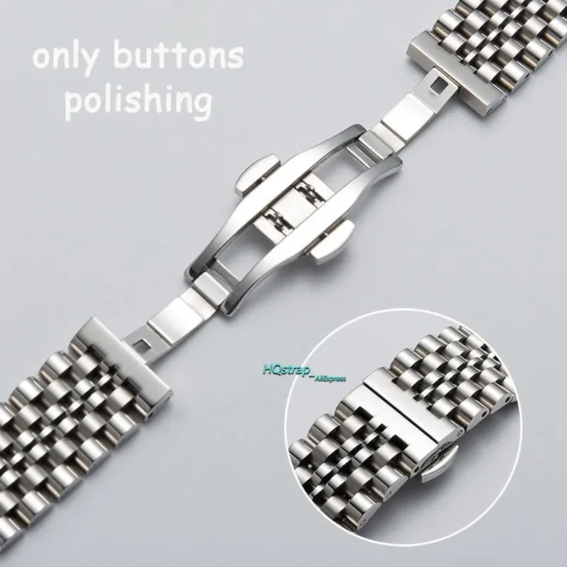 5mm 6mm Stainless Steel Buckle Butterfly Clasp Watch Band Button 15mm 17mm 19mm 21mm 23mm 24mm Double Press Folding Buckles