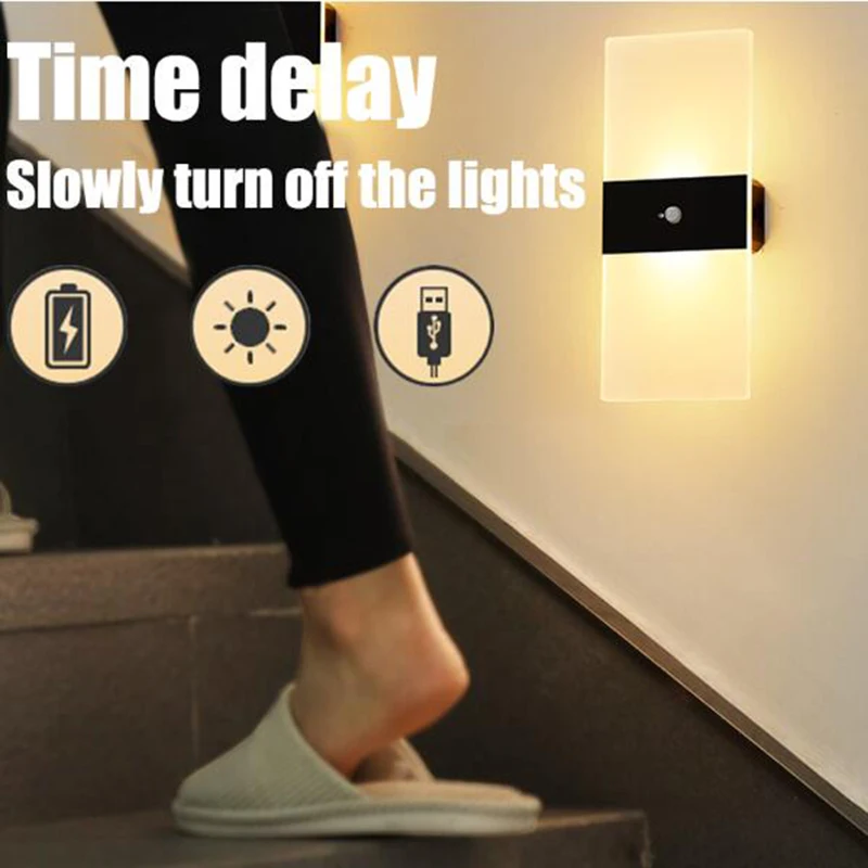 Living Room Sconce Wall Light USB Rechargeable Indoor Motion Sensor Lighting Bedroom Bedside Lamp Corridor Stairway Decor Lights