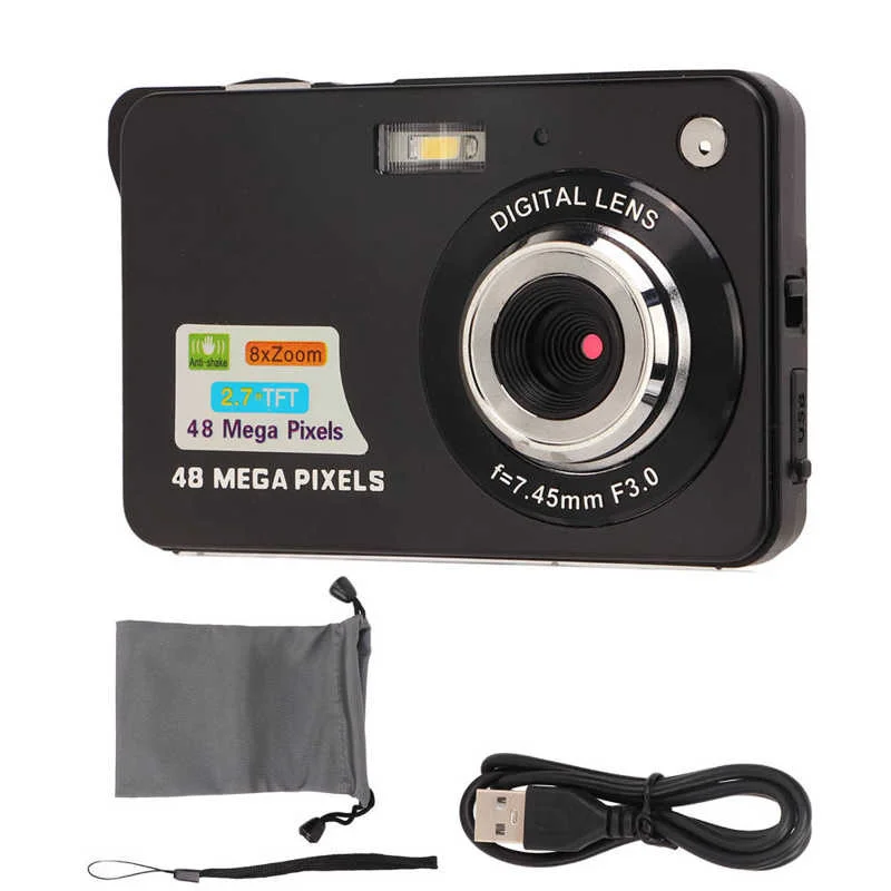 

Portable 48 Million Pixels Camera 8x Zoom 2.7-inch LCD Display 48MP Shockproof Mini Camera Self-Shooting Video Camera