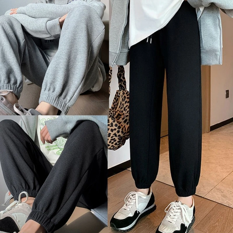 

Autumn Winter High Elastic Waist Lace Up Fashion Sweatpants Lady Loose All-match Harem Pants Women Sporty Trousers D19 22 Dropsh