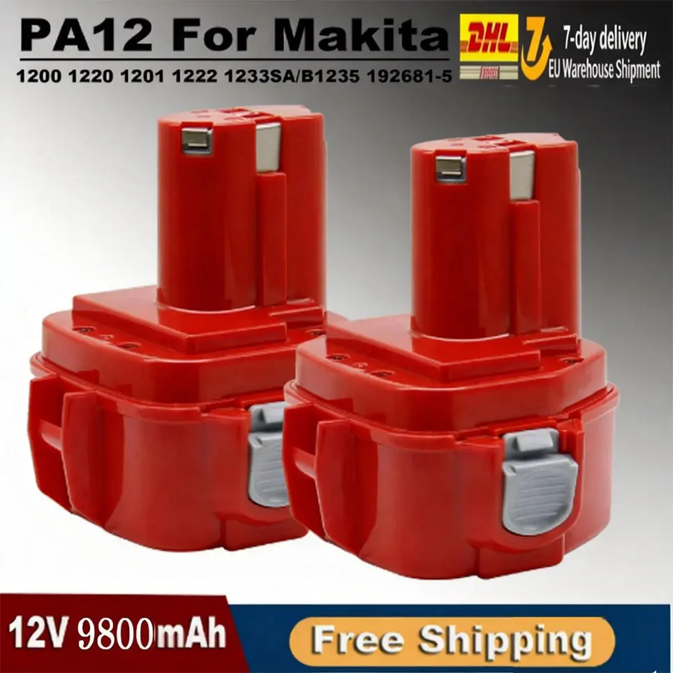 Batería recargable NiMH de 9,8 Ah para Makita, 12V, herramientas eléctricas, batería de repuesto para taladro con cargador PA12 1220 1222 1235 1233