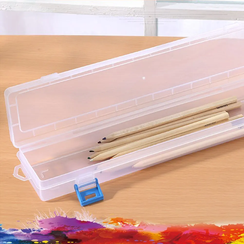 

4pcs Oil Paint Brushes Box Clear Storage Case Portable Handheld Organizer For Supplies Painting Pens Students