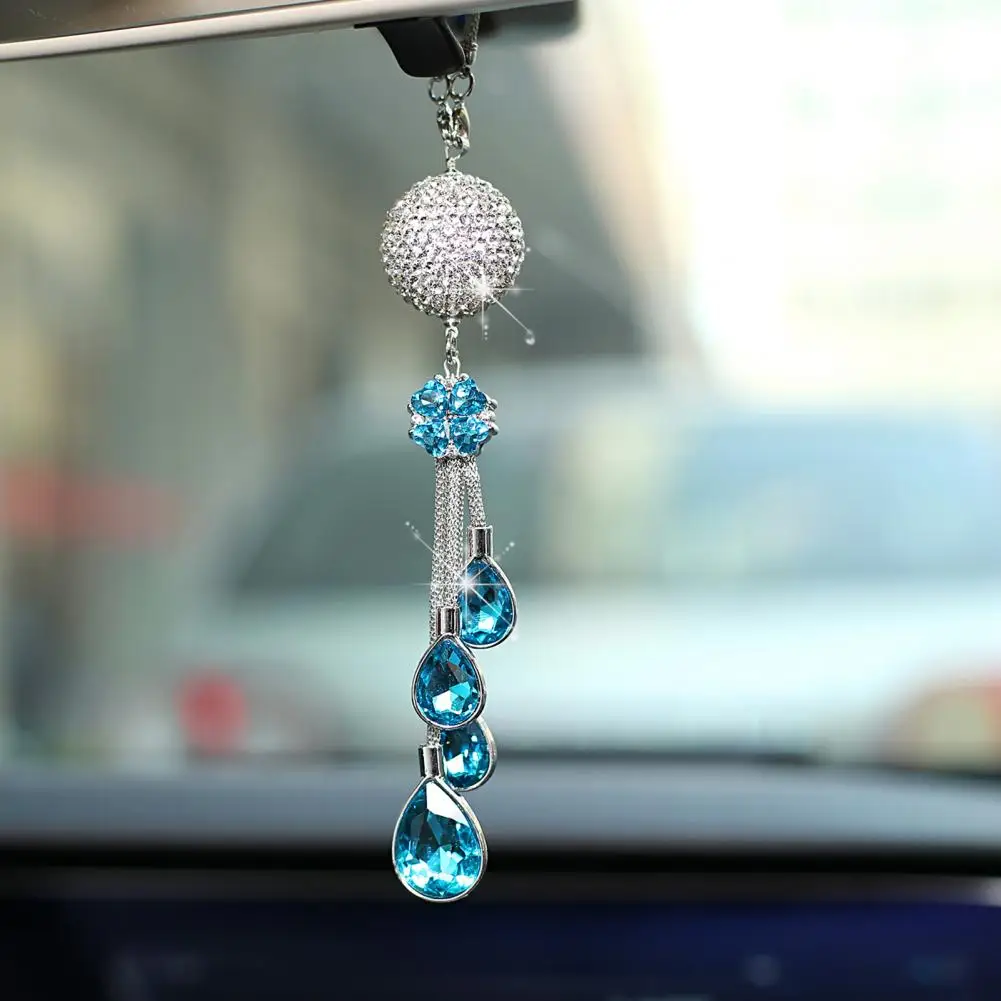 Car Pendant Mirror Ornament Attractive Car Mirror Pendant Sparkling Rhinestone Car Pendant A Glamorous Accessory with Refractive