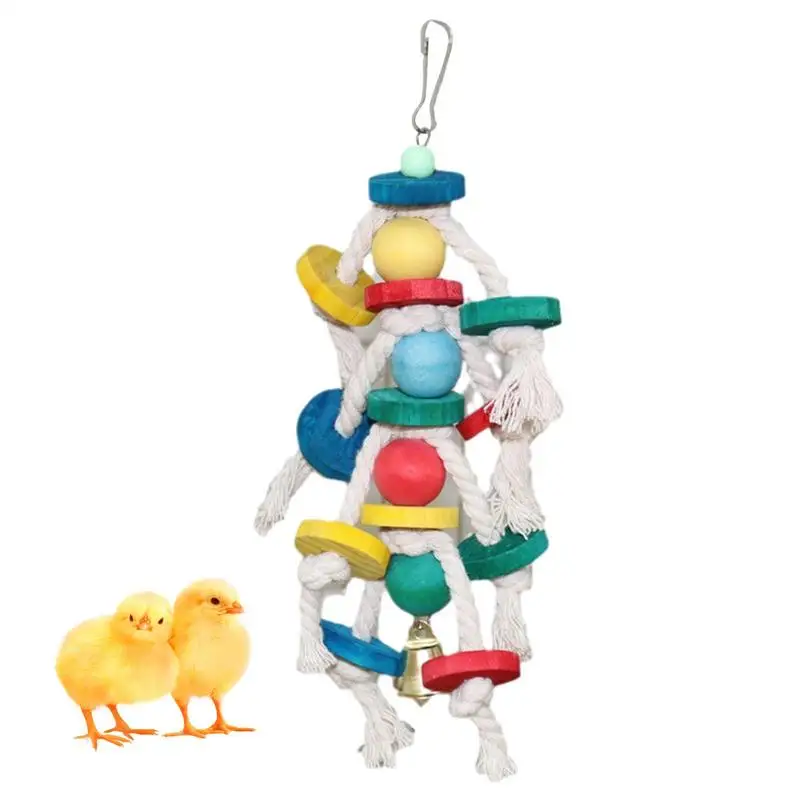 Shredding Toys For Birds Bird Beak Trimmer Grinding Blocks Metal Hook Design Parrot Cage Bite Toys Wooden Bird Blocks For