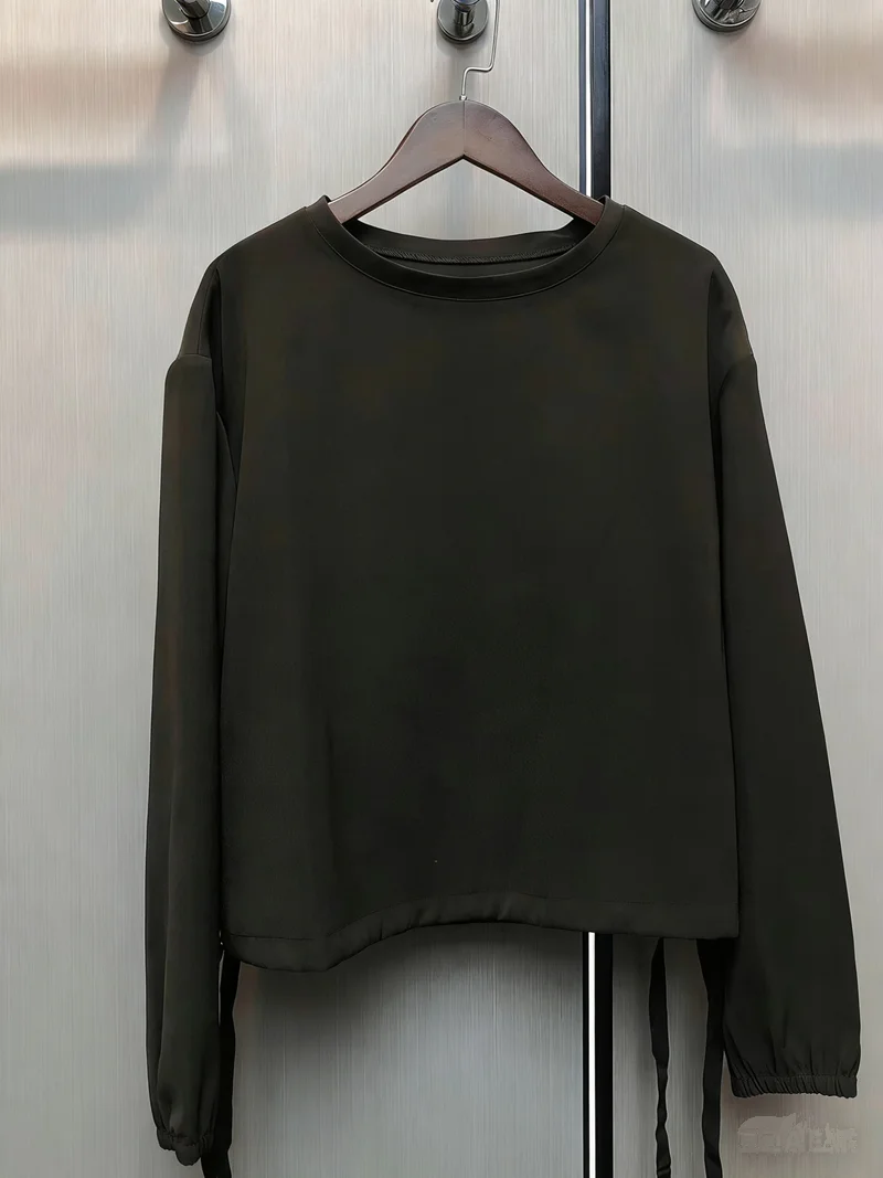 Women's sweatshirt for spring and summer 2026 loose comfortable breathable casual round neck long sleeved thin sweatshirt