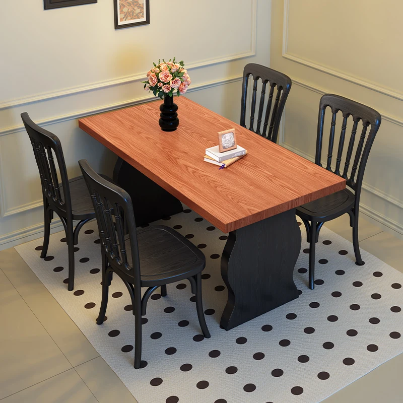 Medieval style all solid wood dining table French retro household rectangular table modern simple desk tea table