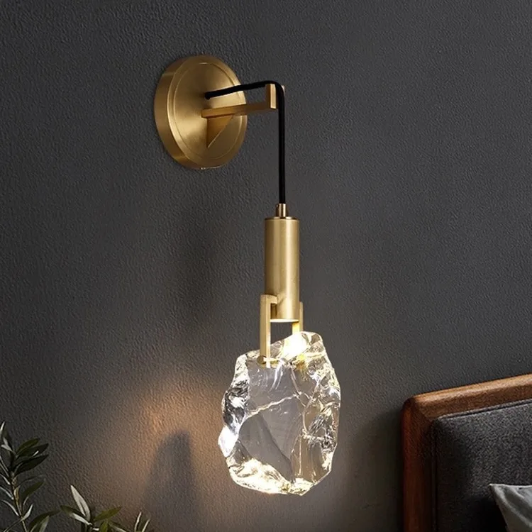All-copper wall lamp New crystal simple entrance corridor living room bedroom bedside lamp