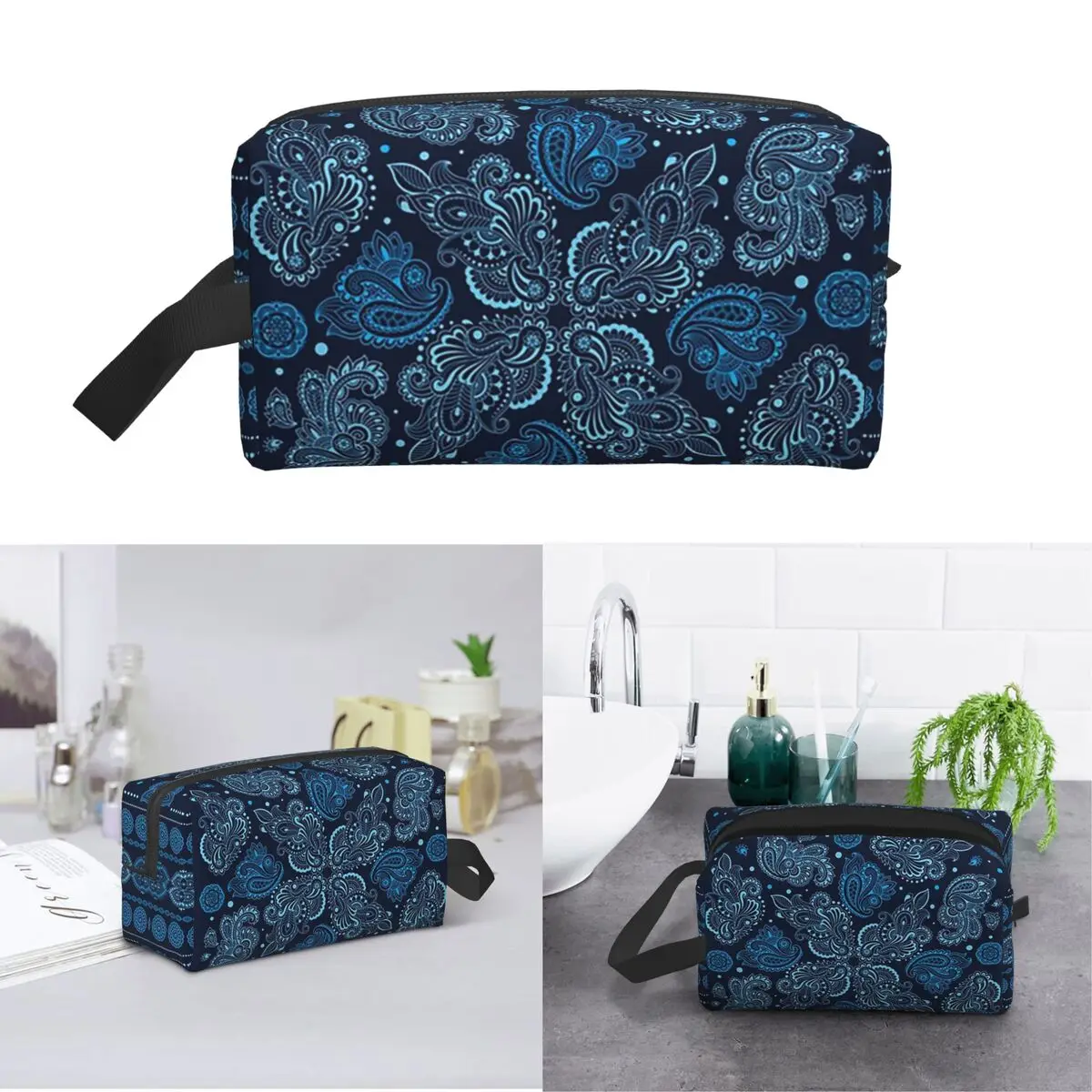 Cool Paisley Bandana Style Makeup Bag Cosmetic Organizer Storage Dopp Kit Toiletry Cosmetic Bag for Women Beauty Travel
