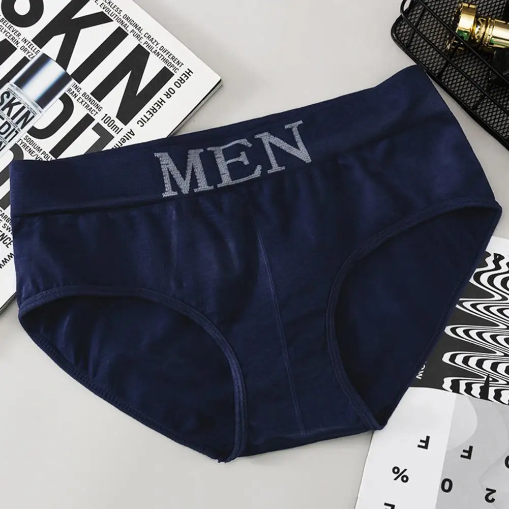 Men Briefs Letter Low Waist Alphabet Waistband Stretch Close Fit Sexy Seamless Panties Underpants Underwear for Living Room