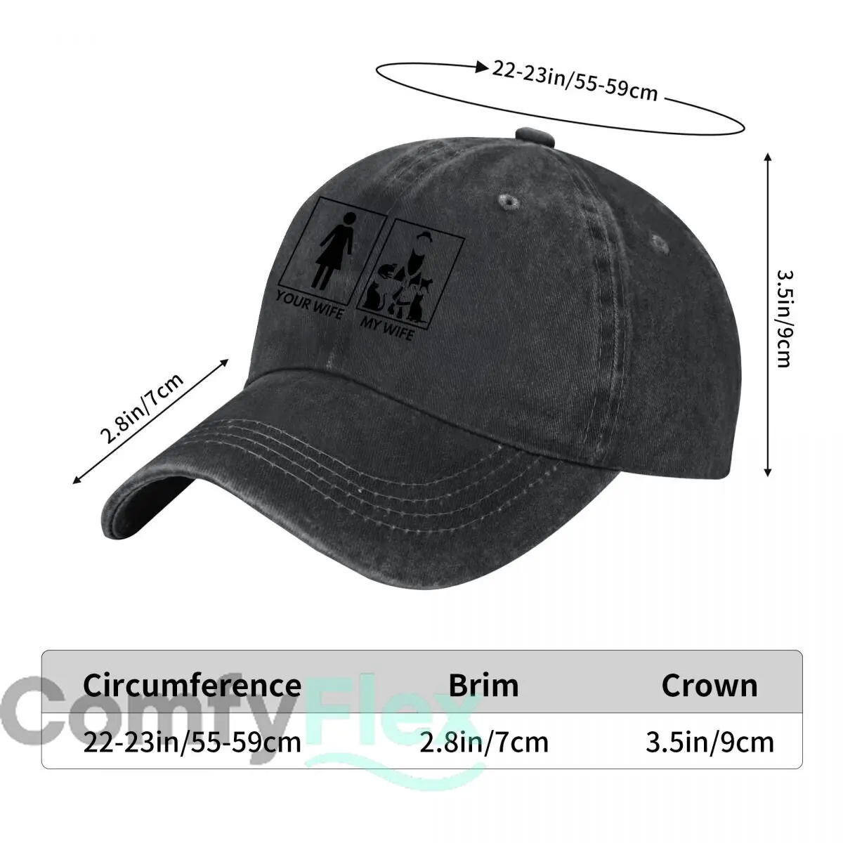 Your Wife My Wife Cat Lady Graphic Baseball Cap Men Women Distressed Washed Sun Cap Outdoor Hat