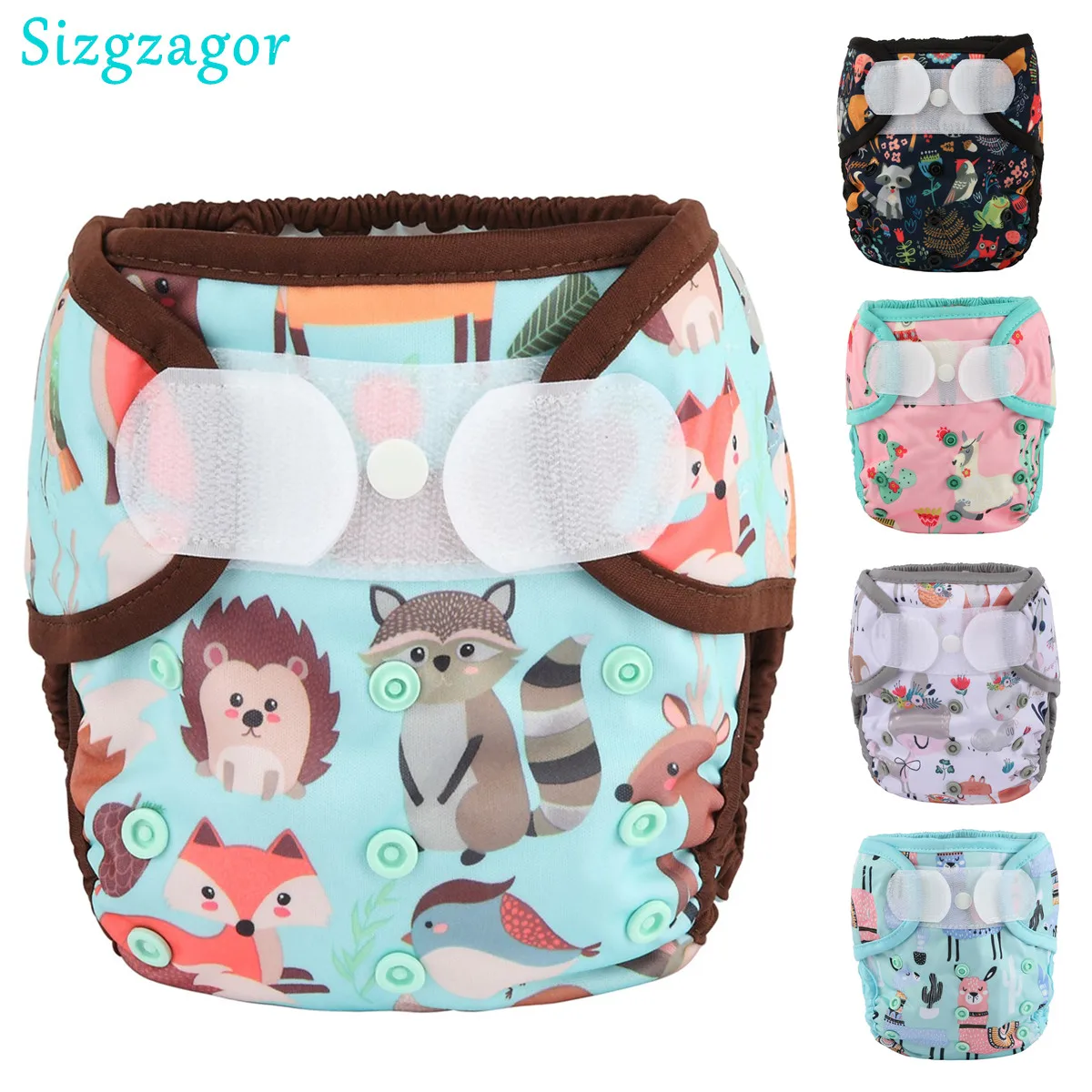 [Sigzagor] 1 OS One Size Baby Cloth Diaper Cover Nappy Hook and Loop Double Gusset NO POCKET 3-15kg