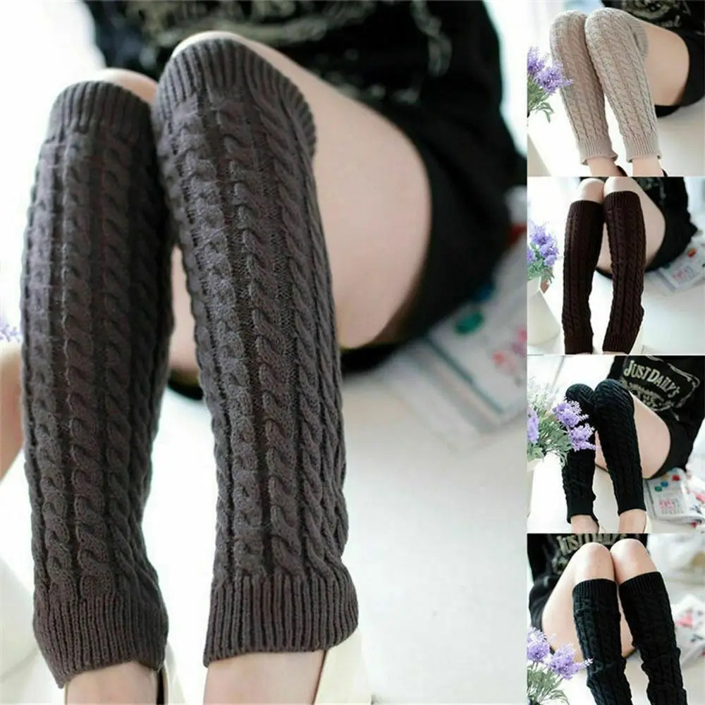 Leg Support Compression Calf Sleeve Warmers Leg Socks Womens Winter Warm Socks Knit Cable Warm Sock Long Crochet Knitted Sock