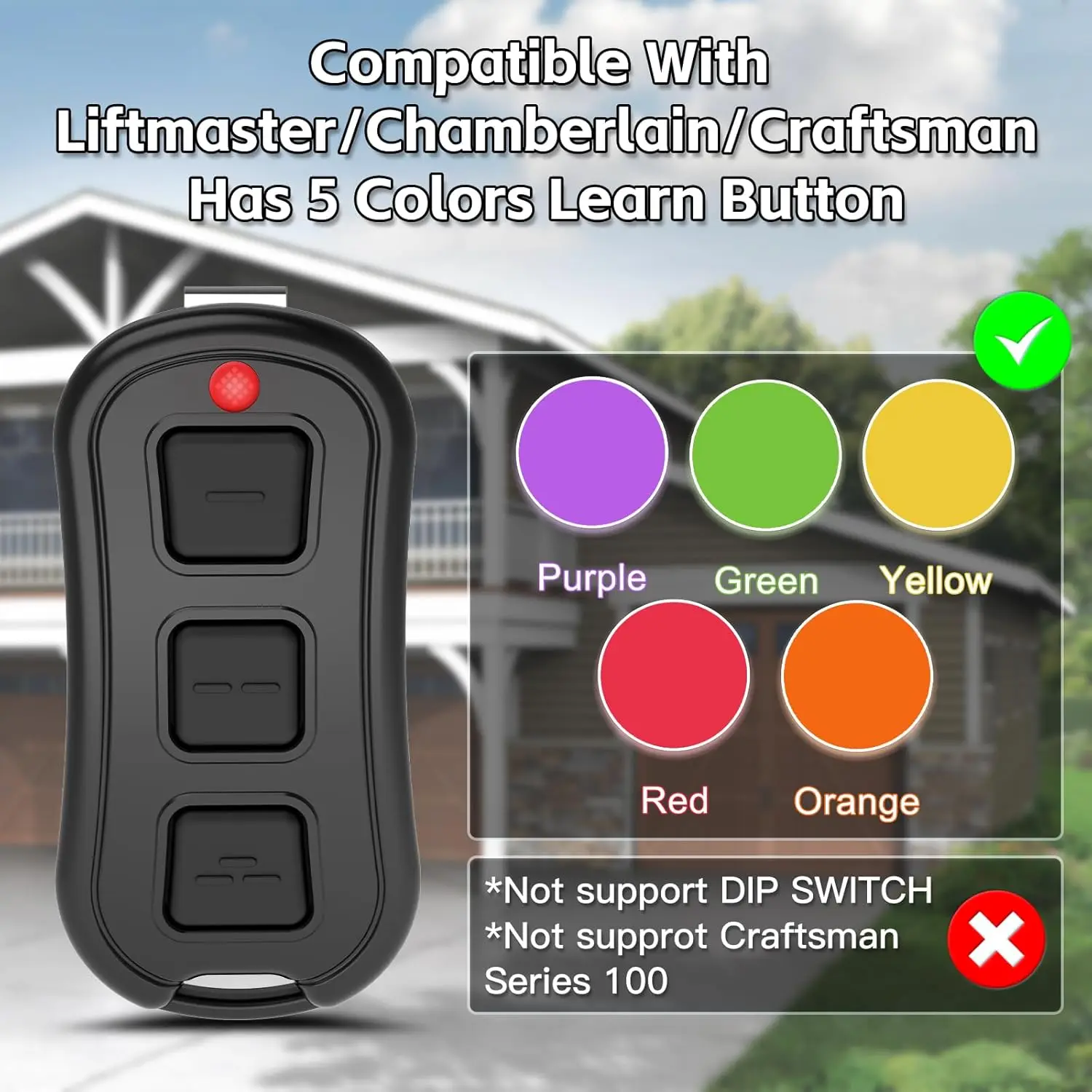

Universal Remote Control 893MAX 893LM 3 Button 3 Door Control Compatible with LiftMaster/Chamberlain/Craftsman