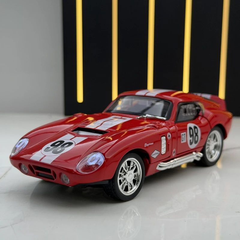 

1:32 Shelby Cobra Daytona Coupe, модель автомобиля из сплава со звуковым светом, детская литая игрушка, автомобиль, подарок на день рождения, домашний декор, разные