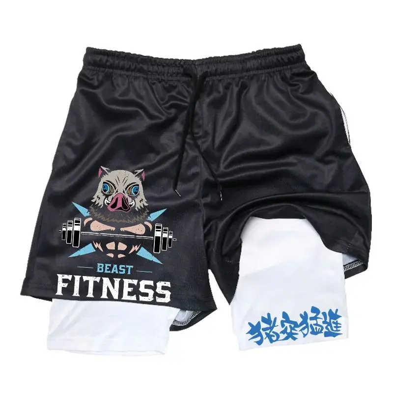 

Summer Japanese Anime "Devil Killer" Shorts for Men and Women, Double-layered Beach Shorts for Men and Women, Printed Shorts