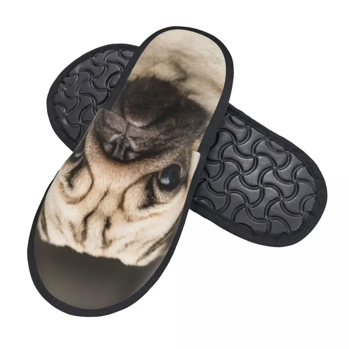 Chinelos de pelúcia para homens e mulheres, Cute Pug Dog, Tem pergunta, Sapatos macios quentes, Calçado em casa, Outono, Inverno