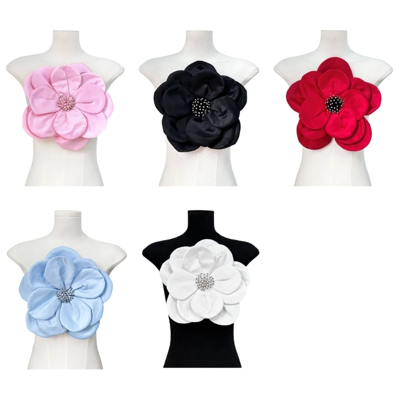 Elegant Layered Fabric Flower Brooch Pin Fashionable Large Floral Lapel Accessory Stylish Breastpin Ornament for Women