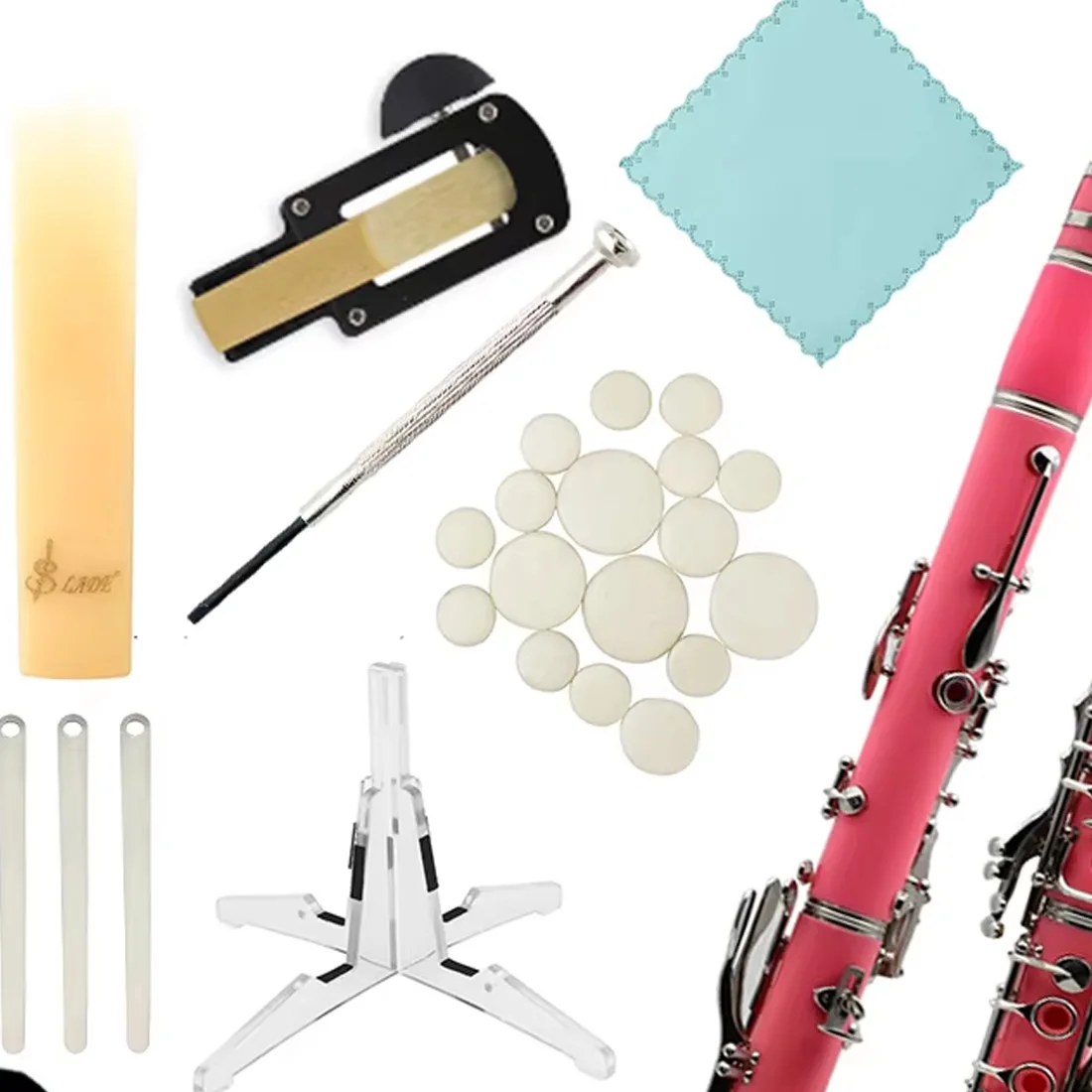 الوردي Bb الكلارينيت B-مسطحة المبتدئين طالب الكلارينيت للمدرسة الأوركسترا الكبار مع قشرة صلبة تنظيف عدة قوس قفازات أجزاء